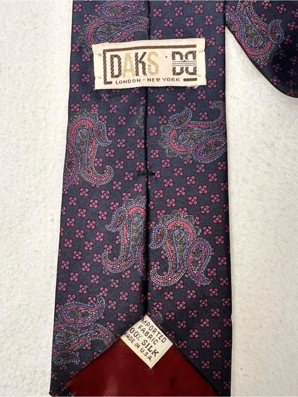 Classic Navy Paisley Silk Tie -DAKS Vintage Silk Tie Men's Paisley